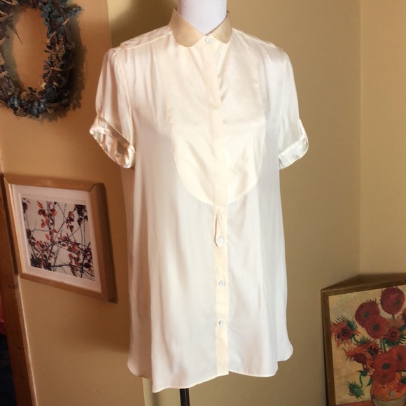 RAG & BONE size 6 Silk Tunic Ecru Metal Buttons Romantic Breathable Elegant $249 - Picture 2 of 12